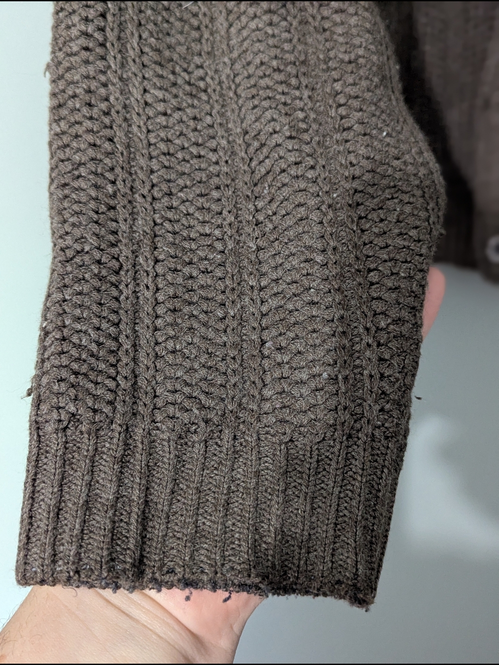 Grenadier Vintage Men's Brown Ribbed Knit Button-Front Grandpa Cardigan Sweater - Picture 7 of 10